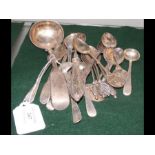 A selection of silver flatware and silver plate