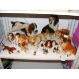 A collection of dog ornaments - some by Sylvac
