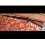 An antique Indian percussion rifle - 126cm long