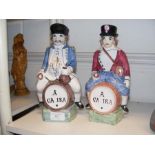 A pair of French character jugs