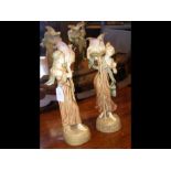 A pair of Royal Dux figurines - 32cm high