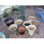 Eight garden pots of varying shapes and sizes, tog