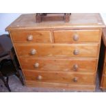 A Victorian pine chest of two short and three long