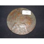 A bronze death plaque to Ellis Williams - 12cm dia