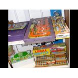 A quantity of replica tinplate toys - on two shelv