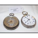 A silver cased ladies pocket watch and one other