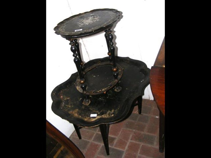 A papier mache occasional table and one other