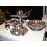 An antique style oil lamp, together with various p