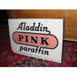 A vintage enamel sign with white ground - 'Aladdin