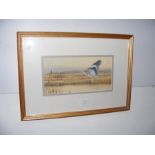 MARTIN SWAN - gouache - Heron taking off from Brad