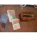 A leather bag containing collectable stamps - GB a