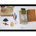 A selection of War medals together with a 9ct divi