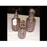 Three pieces of French overlay glass including per