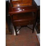 A mahogany side table with two drawers under - wid