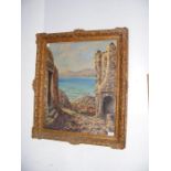 S L MOSS - oil on board - Italian scene - fisherma