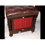 A rosewood Canterbury stool with brass grille to front