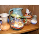 An assortment of jugs including Ruskin and Crown D