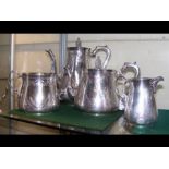 A Mappin & Webb four piece engraved silver teaset