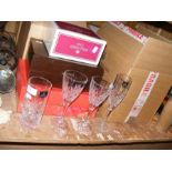 An assortment of lead crystal glass including Roya