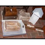 An assortment of vintage style boxes and trays, etc
