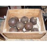 An antique Thomas Taylor of Glasgow lawn bowls set