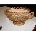 A Zsolnay Pecs two handled vase with reticulated d