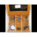 Various costume jewellery in jewellery box