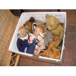 A quantity of antique Teddy Bears and sailor toys,