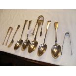 Assorted Georgian and other silver flatware