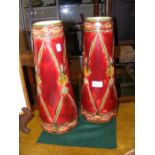 A pair of Minton secessionist vases, drilled to th