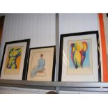 Three framed and glazed modern art works