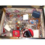 A box of silver and other jewellery including charm bracelet