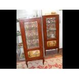 A pair of French reproduction display cabinets wit