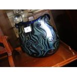 An Isle of Wight Glass vase with scroll decoration