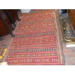 A Middle Eastern carpet with stripe design - 204cm