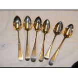 Six silver serving spoons with Scottish hallmarks