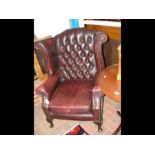 A wingback easy chair