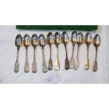 Eleven silver teaspoons