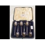 A cased set of six silver teaspoons by Mappin & We