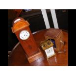 A miniature long case clock by White, 33cms high,