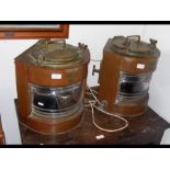 A pair of antique ships lamp Port and Starboard, b