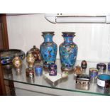 A collection of assorted Cloisonne items