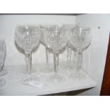 A set of six Waterford Crystal wine glasses