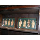 Two framed displays of Chinese applique figures