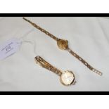 A ladies 9ct gold wrist watch together with one ot