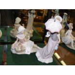 A Lladro figure of girl with flower basket - 20cms