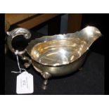 A heavy silver sauceboat - 17cms long, with Birmin