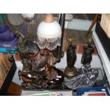 Spelter figures, table lamps etc.