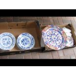 A selection of blue and white Meissen plates toget
