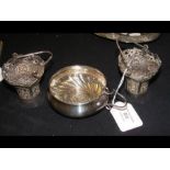 Indian silver miniature baskets together with a wh